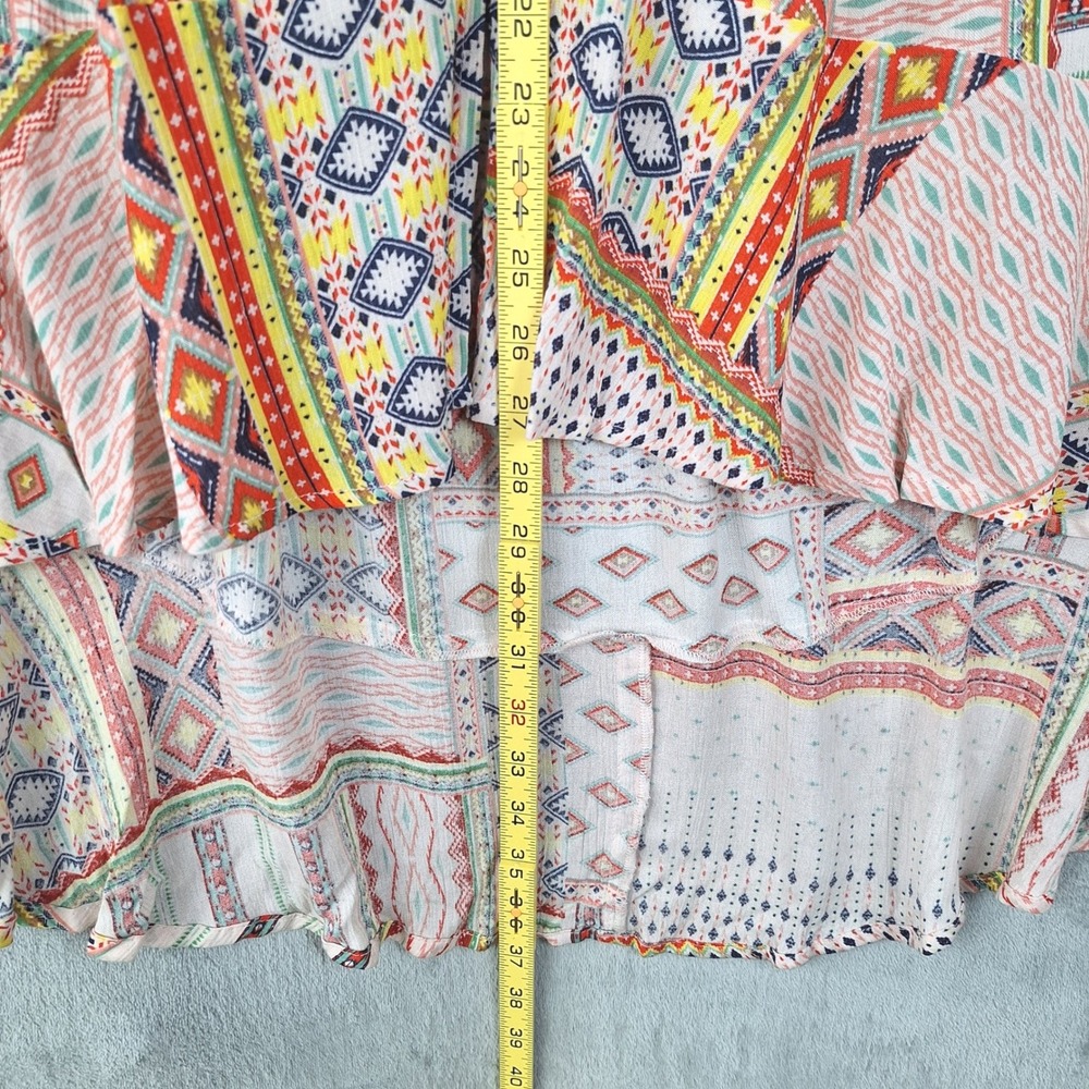 Womens Skirt Medium Patchwork Boho Peasant Indie Festival Floral Gauze High Low - Picture 5 of 8
